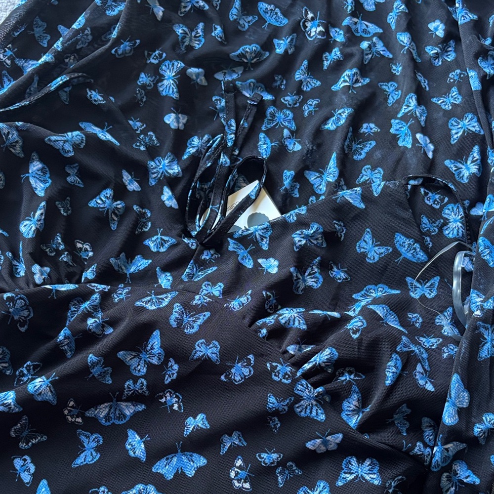Chic Black and Blue Midi Dress - Picture 9 of 9